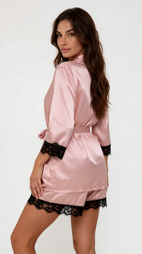 Blush Satin Robe Set